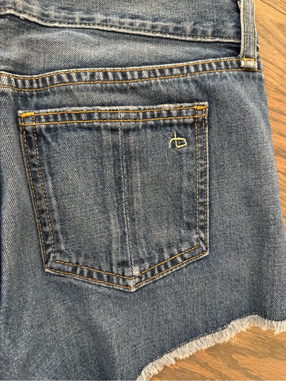 rag & bone Distressed Dark Blue Denim Cutoff Shorts